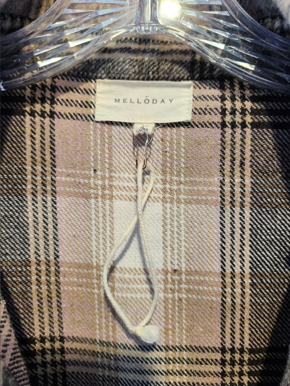 MELLODAY Blush Pink and Black Plaid Utility Jacket - Picture 3 of 3